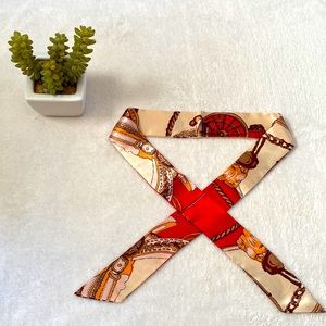 🆕NIP: Twilly Multipurpose Silk/Polyester blend Scarf- Cream/Pink/Brown/Red